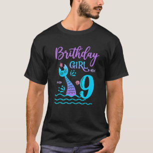 T-shirt 9 An Old Mermaid Tail 9th Birthday Girl Daughter