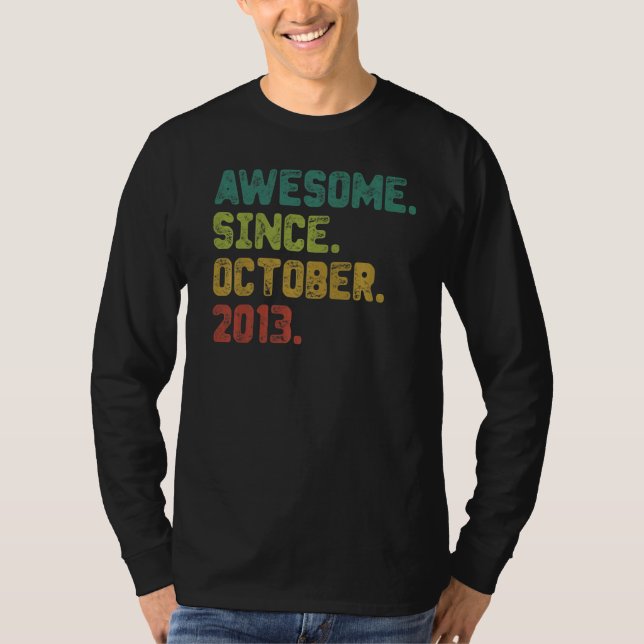 T-shirt 9 Ancien Awesome depuis Octobre 2013 9e Anniversai (Devant)