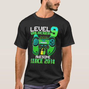 T-shirt 9 Ancien Garçon Niveau 9 Déverrouillé Awesome 2014