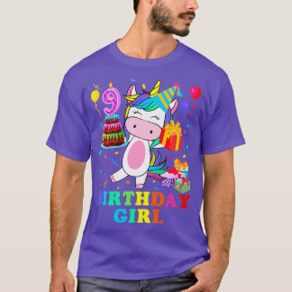 T-shirt 9 Anniversaire fille Unicorn