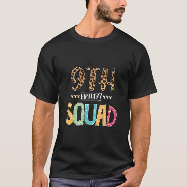 T-shirt 9 Anniversaire Léopard Floral 9e Anniversaire Plac (Devant)
