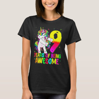 T-shirt 9 Anniversaire Unicorne Flossing 9e Anniversaire