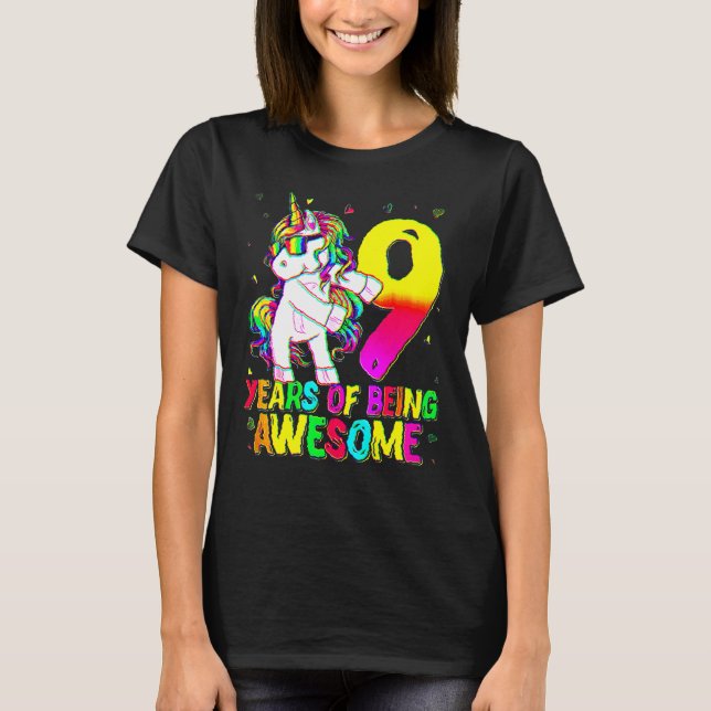 T-shirt 9 Anniversaire Unicorne Flossing 9e Anniversaire (Devant)