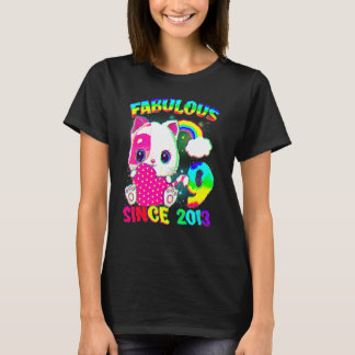 T-shirt 9 Ans 9e Anniversaire Cute Cat Girl Fabulous Si