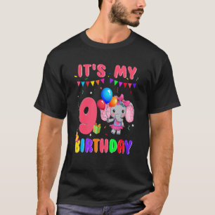 T-shirt 9 Ans 9e Anniversaire Eléphants Filles Awesome S