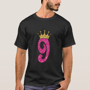 T-shirt 9 Ans 9e anniversaire Fille Golden Crown Party