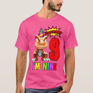 T-shirt 9 Ans 9E Anniversaire Je Suis Neuf Dinosaure Birth