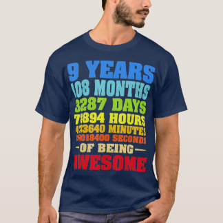 T-shirt 9 ans 9e anniversaire Vintage Retro 108 mois
