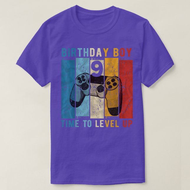 T-shirt 9 ans Anniversaire Garçon 9 temps de niveau jusqu' (Design devant)