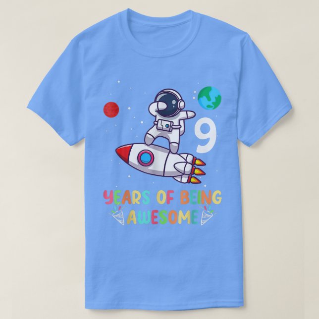 T-shirt 9 ans Anniversaire Garçon astronaute espace 9e ann (Design devant)