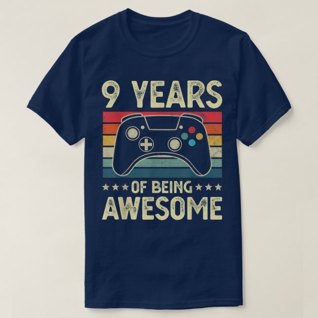 T-shirt 9 ans Awesome Funny Video Gamer 9e anniversaire (Design devant)