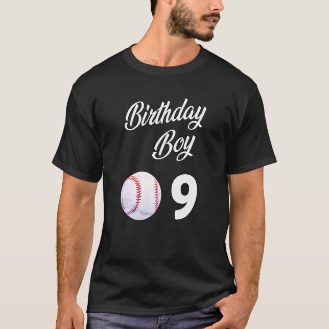 T-shirt 9 Ans Baseball Anniversaire Fête Garçons Enfants N (Devant)