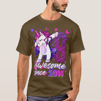 T-shirt 9 Ans Dabbing Unicorn Dons 9e Anniversaire Gir