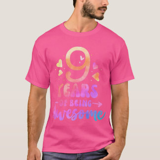 T-shirt 9 ans d'être génial ie Dye Coeurs 9e anniversaire