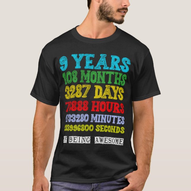 T-shirt 9 Ans d'être merveilleux 9 Anniversaire Neuf C (Devant)