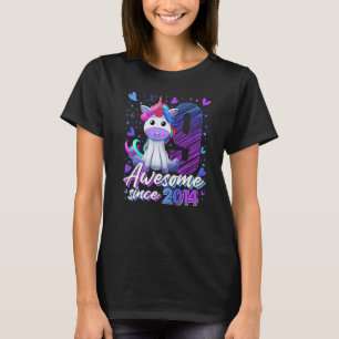 T-shirt 9 Ans Flossing Unicorn 9e Anniversaire Girl Par