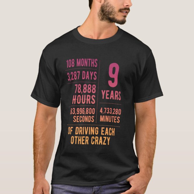T-shirt 9 ans mariés Funny 9e anniversaire de Mariage (Devant)