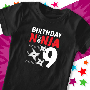 T-Shirt 9 Ans Ninja Party Stars Enfants 9e anniversaire