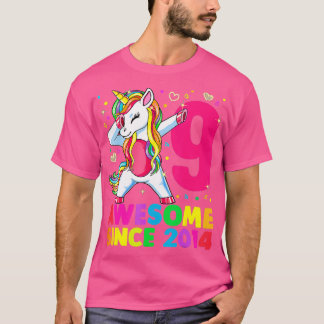 T-shirt 9 Ans Unicorn Dabbing 9e Anniversaire Girl Unic