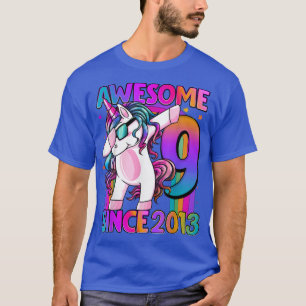 T-shirt 9 Ans Unicorn Dabbing 9e Anniversaire Girl Unic