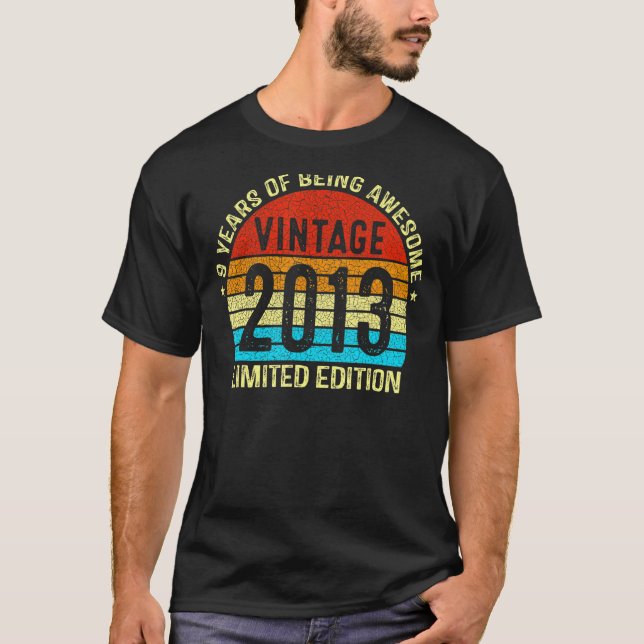 T-shirt 9 ans Vintage 2013 9e anniversaire (Devant)