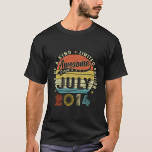 T-shirt 9 Ans Vintage Juillet 2014 Magnifique 9E Garçon An