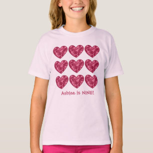 T-shirt 9 coeurs Camo rose nommé fait sur commande de