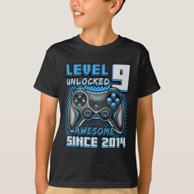 T-shirt 9 Déverrouillé Awesome 2014 jeu vidéo 9e anniversa (Devant)