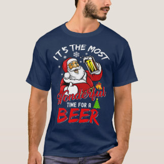 T-shirt 9 Drôle Noël Père Noël Boire la bière Merveille