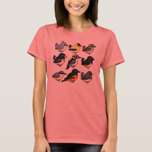 T-shirt 9 oiseaux du nord-est de jardin des Etats-Unis