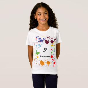 T-Shirt 9 Peinture artistique de nom Fête éclaboussures co