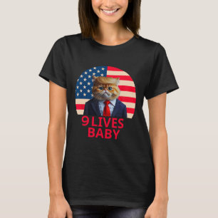 T-shirt 9 vies par chat Trump 2024 Gagner Victoire Vainque