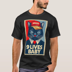 T-shirt 9 Vies par le mignon Trump Cat Drôle Trump 2024 Pr
