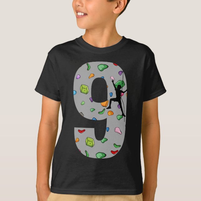 T-shirt 9 Year Old Rock Climbing 9th Birthday Adventure Cl (Devant)