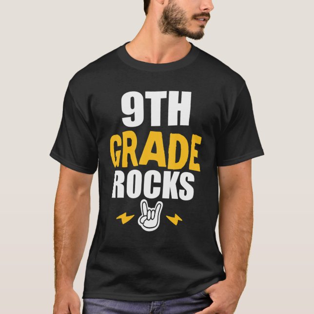 T-shirt 9e année Rocks Retour à l'école Nine année Enseign (Devant)