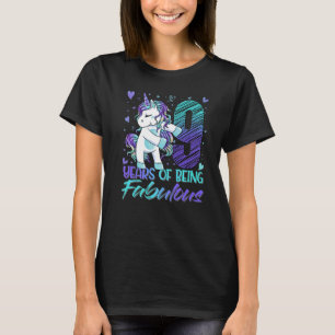 T-shirt 9e anniversaire 9 ans fille Flossing Unicorn Par