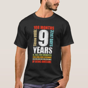 T-shirt 9E Anniversaire 9 Ans Garçons Filles Fête Enfants