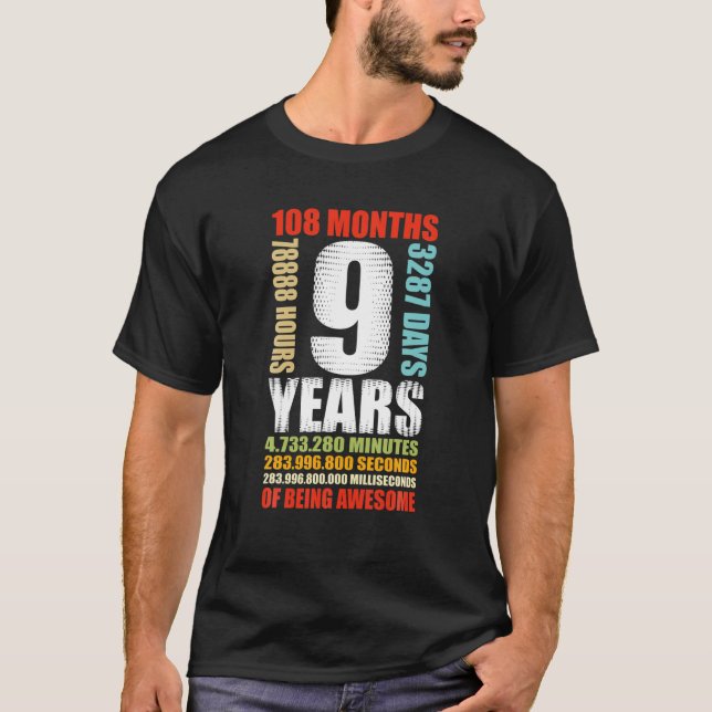 T-shirt 9E Anniversaire 9 Ans Garçons Filles Fête Enfants  (Devant)