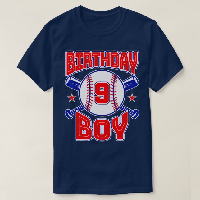 T-shirt 9e Anniversaire Baseball Grand Nombre Neuf 9 Anniv (Design devant)