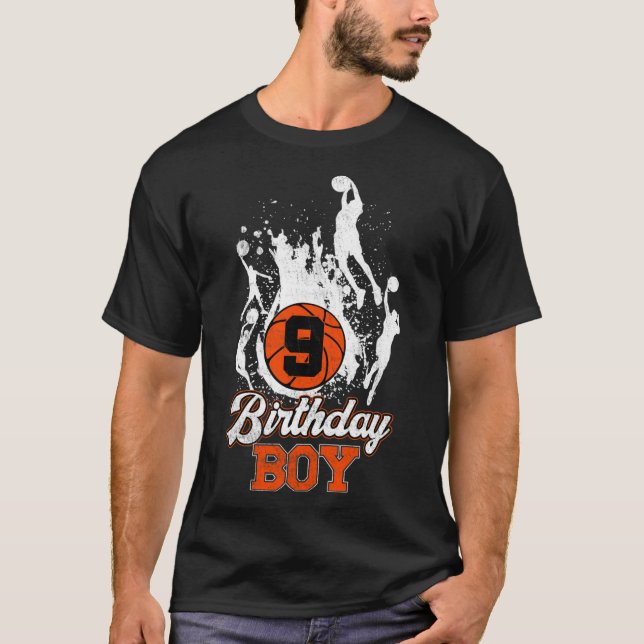 T-shirt 9e Anniversaire Basketball Thème Anniversaire Garç (Devant)