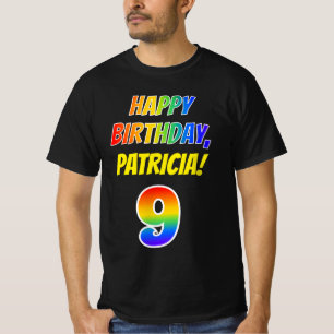 T-shirt 9e anniversaire — Bold, Fun, Rainbow 9, Nom person