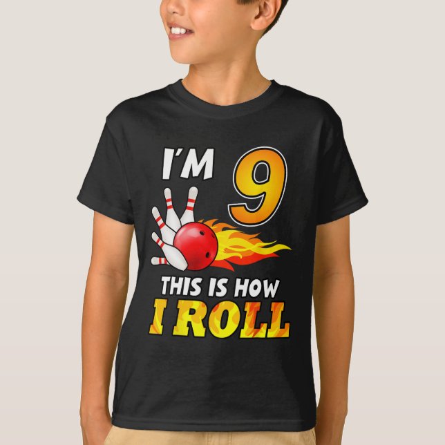T-shirt 9e Anniversaire Bowling C'est comment je roule 9 A (Devant)