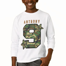 9e anniversaire Boy Camo and Stars Nom personnalis