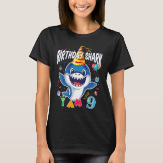 T-shirt 9e anniversaire Boy Shark Birthday Party I Am 9 Ye