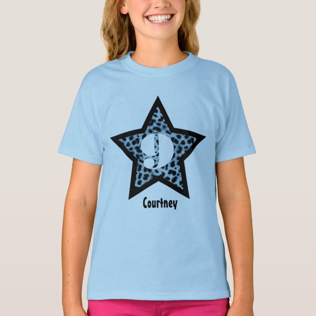 T-shirt 9e anniversaire cadeau Leopard Star Nom personnali (Devant)