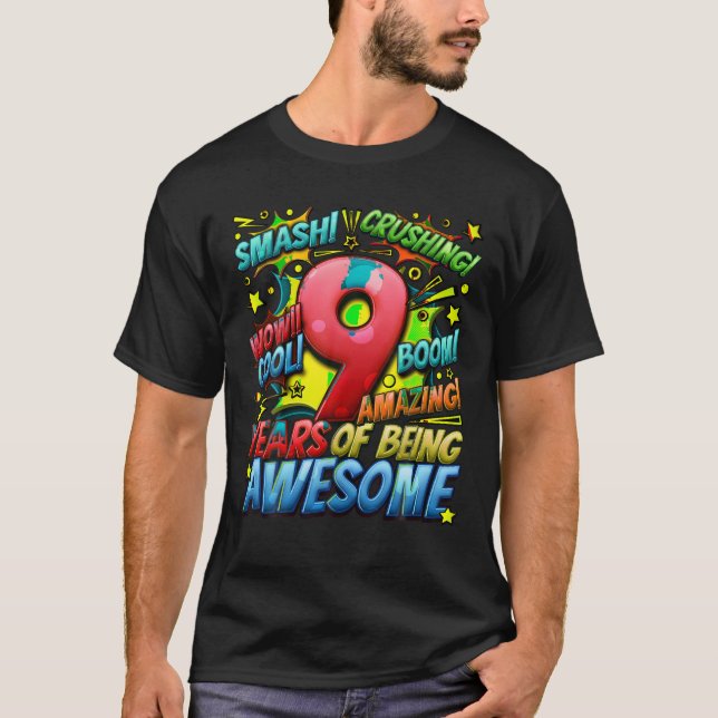 T-shirt 9e Anniversaire Comic Style stupéfiant depuis 2014 (Devant)