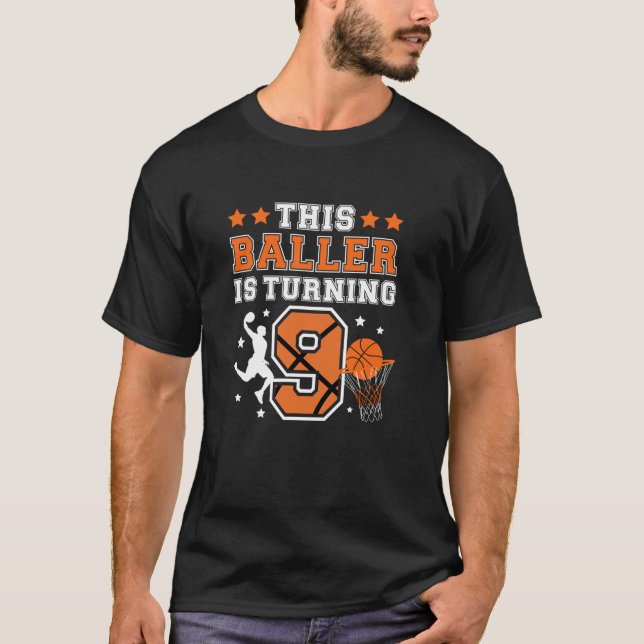T-shirt 9e anniversaire de basket-ball garçon 9 ans de bas (Devant)