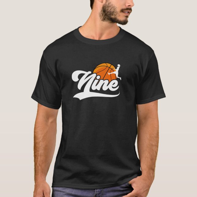 T-shirt 9e anniversaire de basket-ball garçon 9 ans de bas (Devant)
