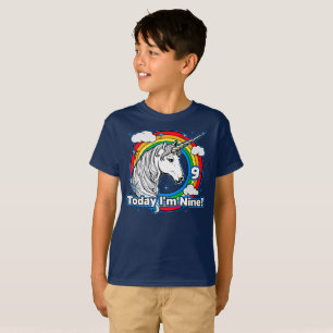 T-shirt 9e anniversaire de l'enfant Unicorn Arc-en-ciel Au
