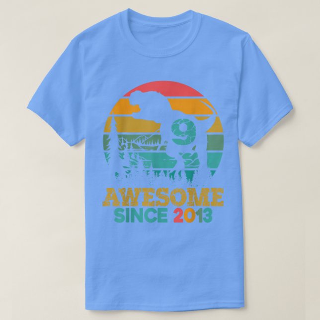 T-shirt 9e anniversaire Dinosaur 9 ans Garçons Awesome Sin (Design devant)